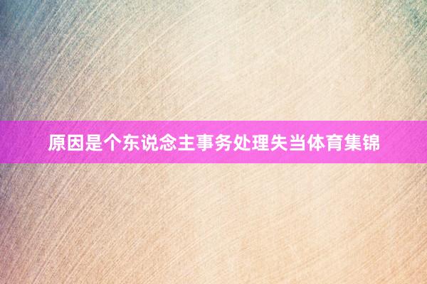 原因是个东说念主事务处理失当体育集锦