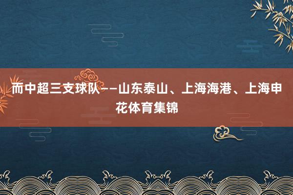 而中超三支球队——山东泰山、上海海港、上海申花体育集锦