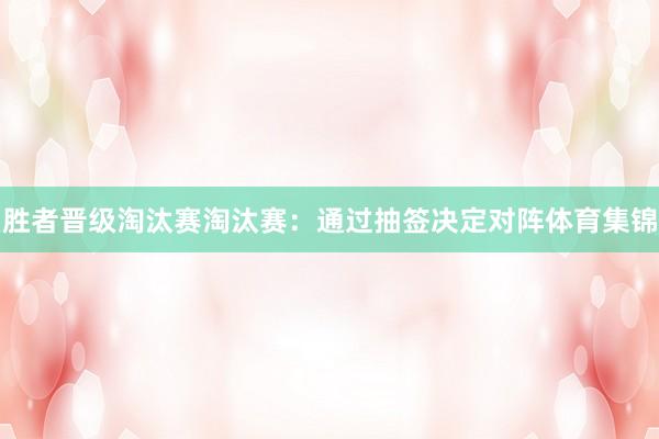 胜者晋级淘汰赛　　淘汰赛：通过抽签决定对阵体育集锦