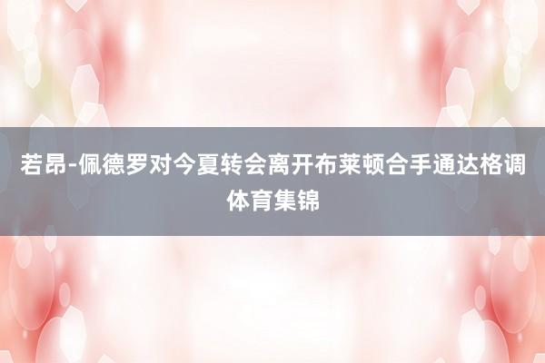 若昂-佩德罗对今夏转会离开布莱顿合手通达格调体育集锦
