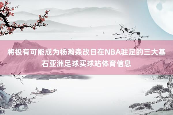 将极有可能成为杨瀚森改日在NBA驻足的三大基石亚洲足球买球站体育信息