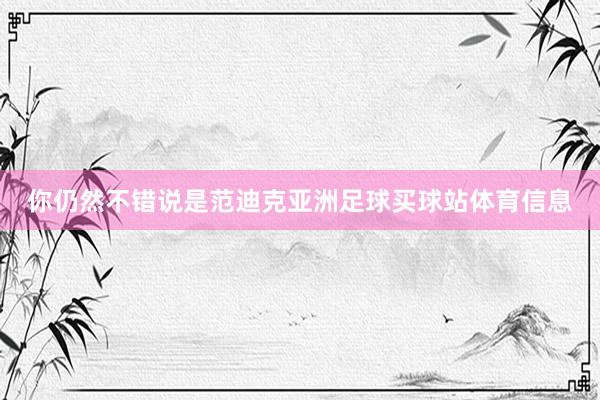 你仍然不错说是范迪克亚洲足球买球站体育信息