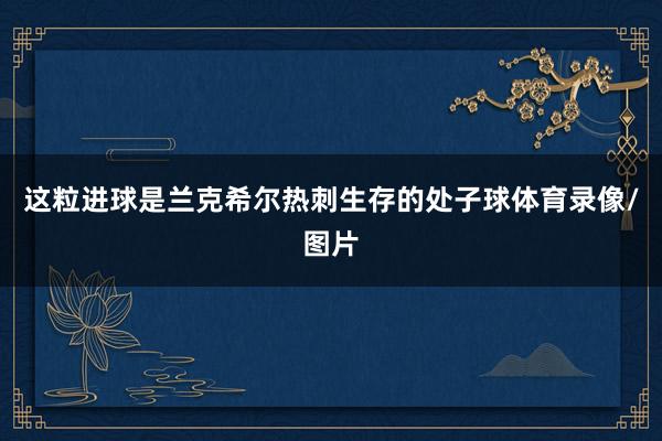 这粒进球是兰克希尔热刺生存的处子球体育录像/图片
