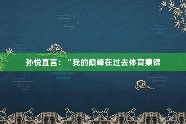 孙悦直言：“我的巅峰在过去体育集锦