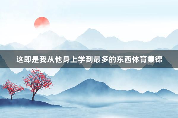 这即是我从他身上学到最多的东西体育集锦