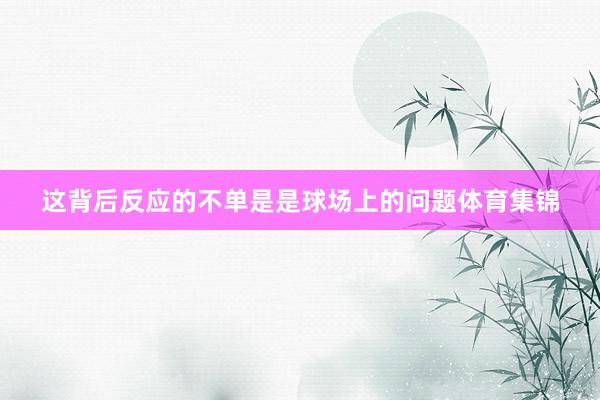 这背后反应的不单是是球场上的问题体育集锦